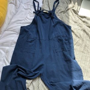 Boxy blue overalls